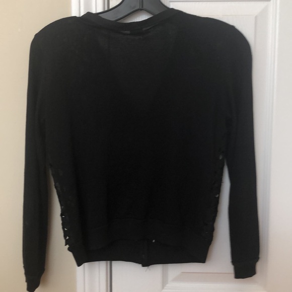 Theory Avey Cardigan Top p Black Lace Floral - Picture 6 of 7